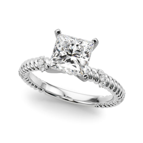 Silver Princess Solitaire Twisted Band Prong Set Engagement Ring 2