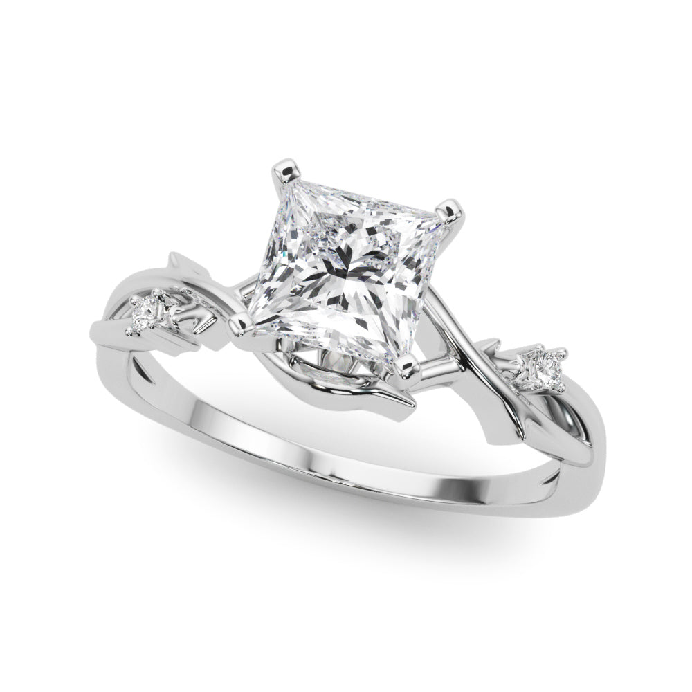 Silver Princess Solitaire Twisted Band Prong Setting Ring 2