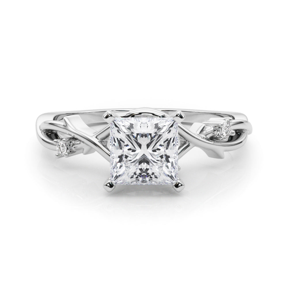 Silver Princess Solitaire Twisted Band Prong Setting Ring