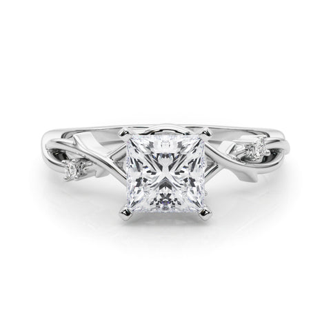 Silver Princess Solitaire Twisted Band Prong Setting Ring
