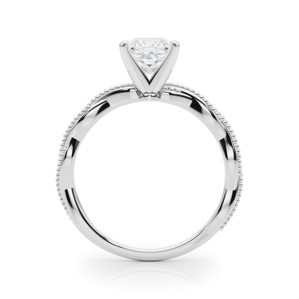 Silver Princess Solitaire Twisted Band with Bead Prong Setting 1