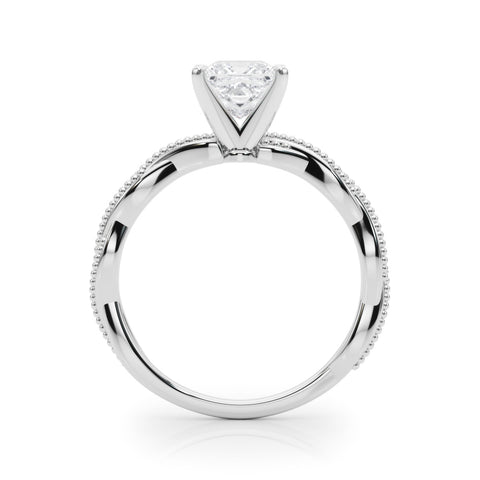 Silver Princess Solitaire Twisted Band with Bead Prong Setting 1