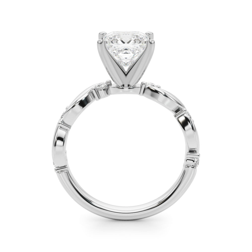 Silver Princess Solitaire Twisted Band with Prong Setting 1