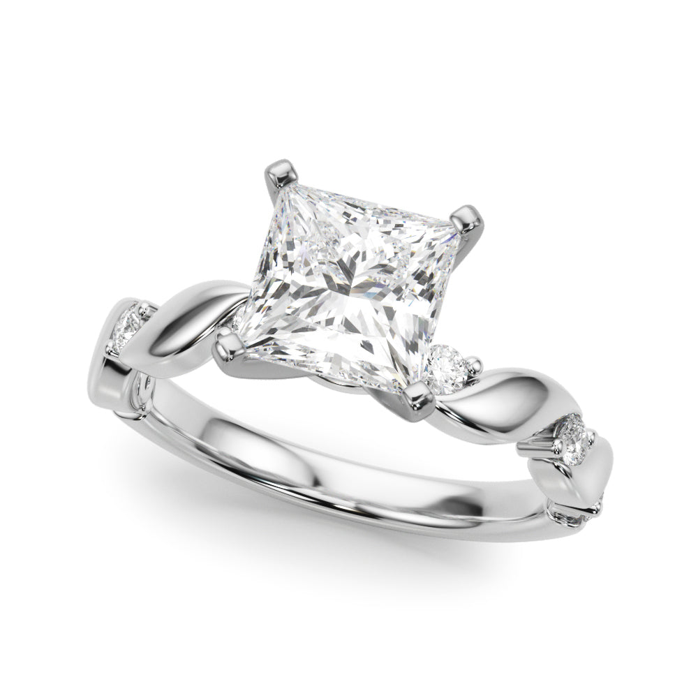 Silver Princess Solitaire Twisted Band with Prong Setting 2