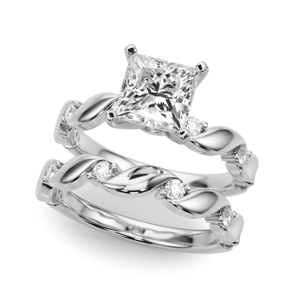 Silver Princess Solitaire Twisted Band with Prong Setting