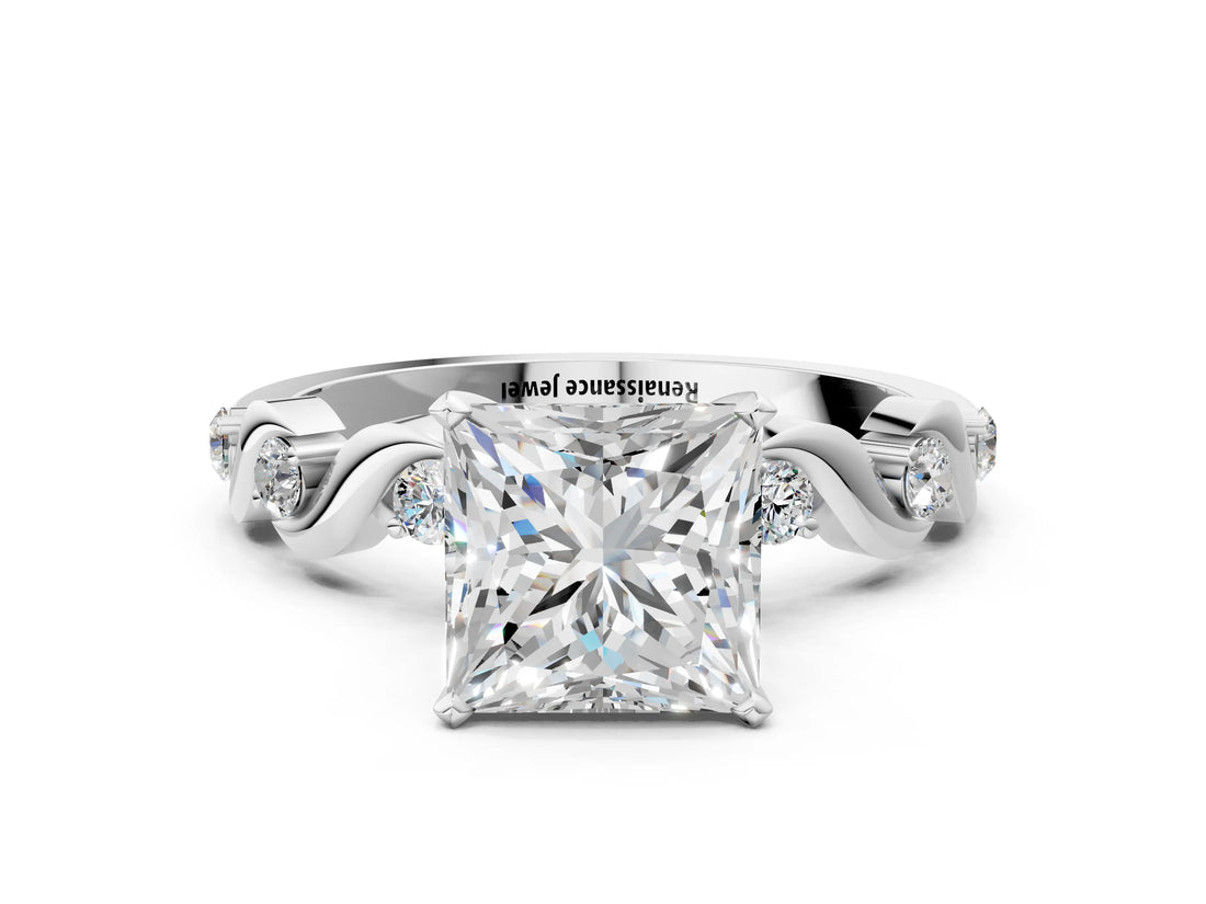 Silver Princess Solitaire Twisted Band with Prong Setting