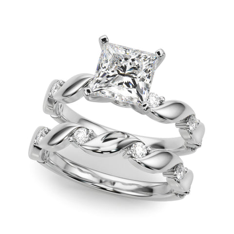 Silver Princess Solitaire Twisted Band with Prong Setting