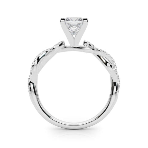 Silver Princess Solitaire Twisted Pave Band with Four-Prong Setting 1