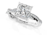 Silver Princess Solitaire Twisted Pave Diamond Ring with Four-Prong Setting_1