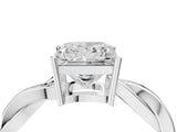 Silver Princess Solitaire Twisted Pave Diamond Ring with Four-Prong Setting_4