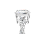 Silver Princess Solitaire Twisted Pave Diamond Ring with Four-Prong Setting_5