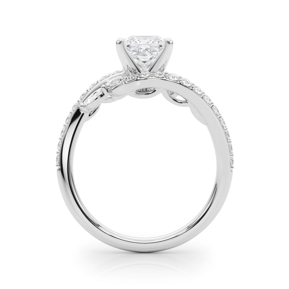 Silver Princess Solitaire with Pavé Twist Band and Four-Prong Setting 1