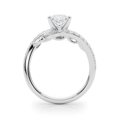 Silver Princess Solitaire with Pavé Twist Band and Four-Prong Setting 1
