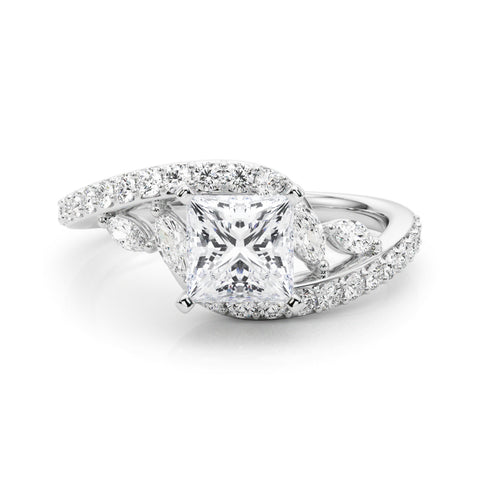 Silver Princess Solitaire with Pavé Twist Band and Four-Prong Setting