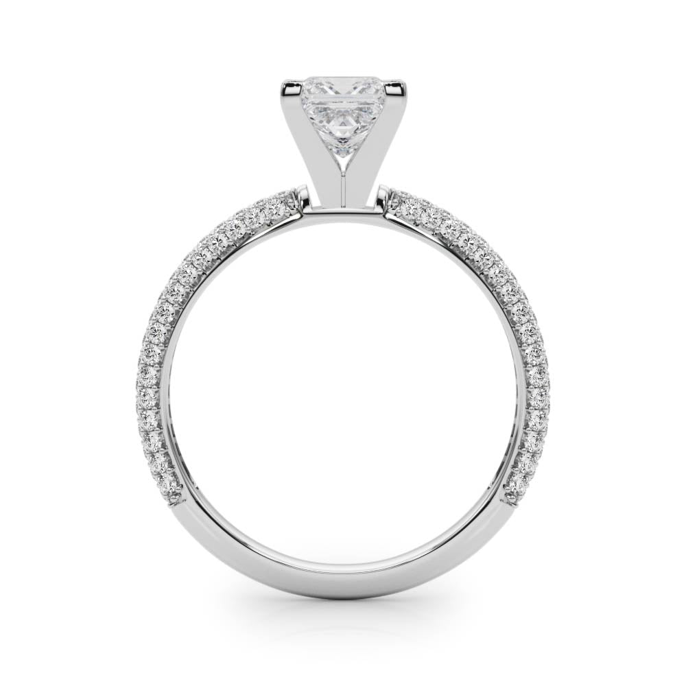 Silver Princess Solitaire with Pave Band and Four-Prong Setting 1