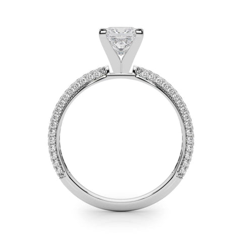 Silver Princess Solitaire with Pave Band and Four-Prong Setting 1