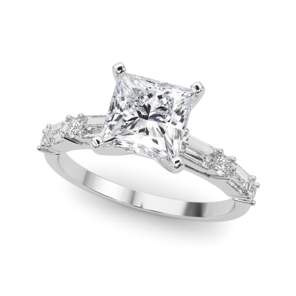 Silver Princess Solitaire with Side Baguettes and Channel Set Band 2