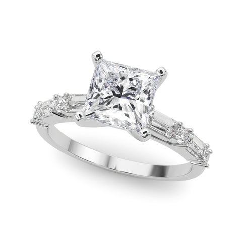 Silver Princess Solitaire with Side Baguettes and Channel Set Band 2