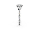 Silver Radiant Brilliant Diamond Solitaire with Pavé Band and Four-Prong Setting 2