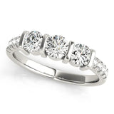 Silver Radiant Brilliant Trilogy Channel Set Diamond Ring with Bar Prongs