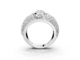 Silver Radiant Cut Brilliant Halo Pave Diamond Milgrain Ring_16