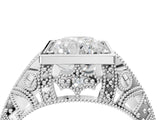 Silver Radiant Cut Brilliant Milgrain Filigree Diamond Ring with Square Prong Setting_17