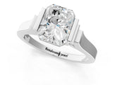 Silver Radiant Cut Brilliant Solitaire Diamond Ring with Channel Set Band and Bar Prong Setting_13