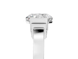 Silver Radiant Cut Brilliant Solitaire Diamond Ring with Channel Set Band and Bar Prong Setting_17