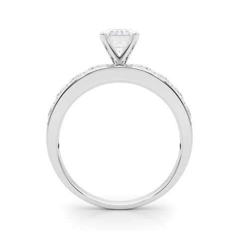 Silver Radiant Cut Channel Set Diamond Engagement Ring with Four-Prong Setting 1