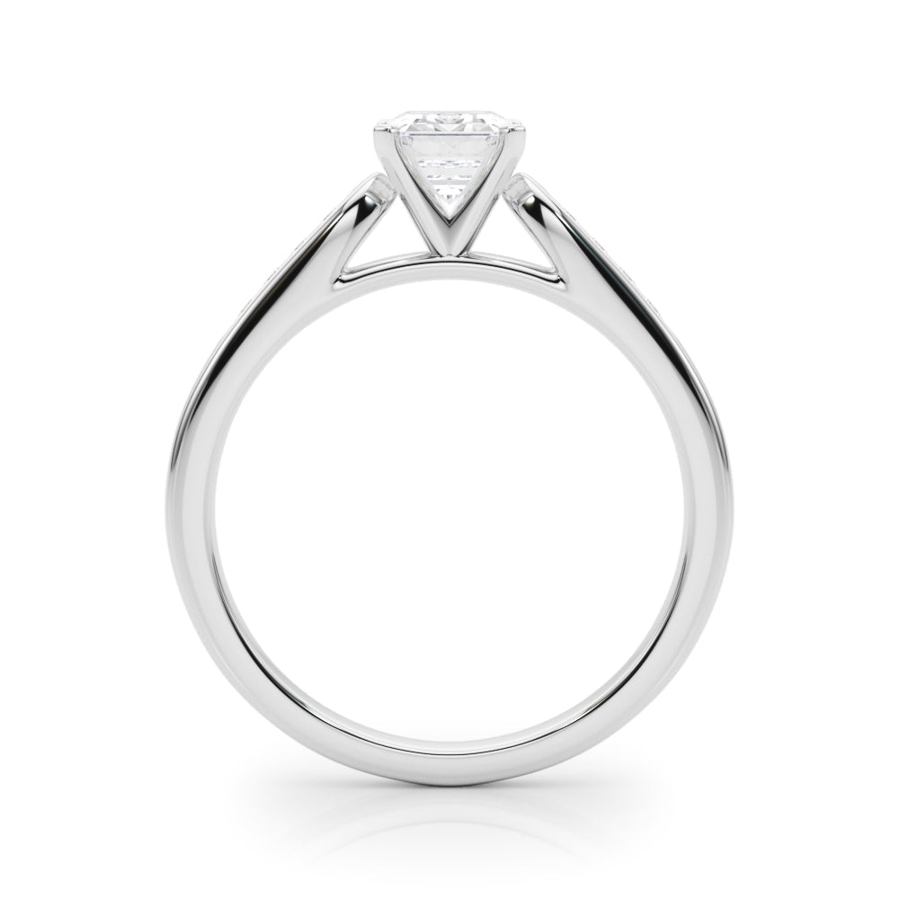 Silver Radiant Cut Channel Set Solitaire Engagement Ring with Four-Prong Setting 1