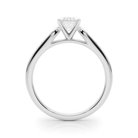 Silver Radiant Cut Channel Set Solitaire Engagement Ring with Four-Prong Setting 1