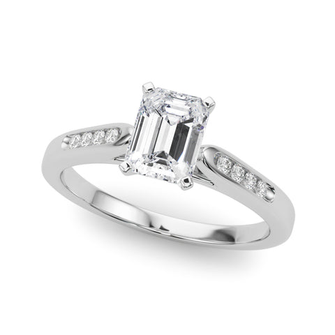 Silver Radiant Cut Channel Set Solitaire Engagement Ring with Four-Prong Setting 2