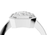 Silver Radiant Cut-Cut Diamond Halo Engagement Ring with Pave Band and Prong Setting_17