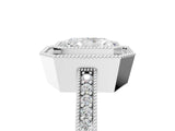 Silver Radiant Cut-Cut Diamond Halo Engagement Ring with Pave Band and Prong Setting_18