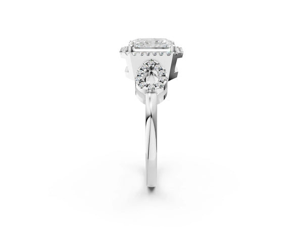 Sterling Silver Radiant Cut Pave Infinity Halo Engagement Ring Setting