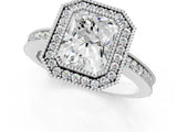 Silver Radiant Cut Cut Halo Pavé Diamond Ring_14