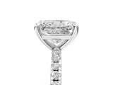 Silver Radiant Cut Diamond Brilliant Solitaire Ring with Pavé Band and Four-Prong Setting_22