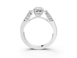 Silver Radiant Cut Diamond Channel Set Solitaire Ring with Four-Prong Setting_13