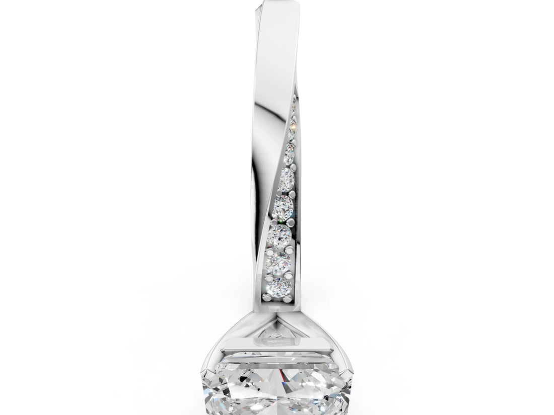 Silver Radiant Cut Diamond Engagement Ring with Side Stone Accents and Four-Prong Setting_37