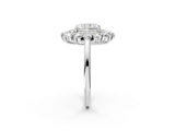 Silver Radiant Cut Diamond Floral Double Halo Engagement Ring with Prong Setting_15