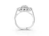Silver Radiant Cut Diamond Floral Double Halo Engagement Ring with Prong Setting_16