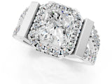Silver Radiant Cut Diamond Halo Split Shank Prong Set Ring_56