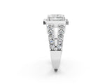 Silver Radiant Cut Diamond Halo Split Shank Prong Set Ring_57
