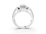 Silver Radiant Cut Diamond Halo Split Shank Prong Set Ring_58