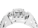 Silver Radiant Cut Diamond Halo Split Shank Prong Set Ring_59