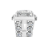 Silver Radiant Cut Diamond Halo Split Shank Prong Set Ring_60