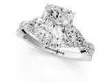 Silver Radiant Cut Diamond  Halo Twist Band Solitaire Prong Setting Ring_25