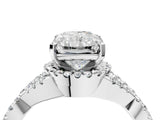 Silver Radiant Cut Diamond  Halo Twist Band Solitaire Prong Setting Ring_28