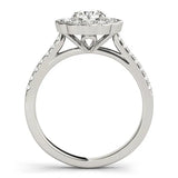Silver Fancy Yellow Radiant  Cut Diamond Milgrain Floral Halo Engagement Ring with Pavé Band