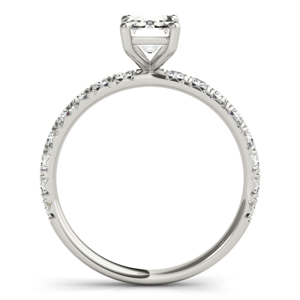 Silver Radiant Cut Diamond Pavé Band with Four-Prong Setting 1